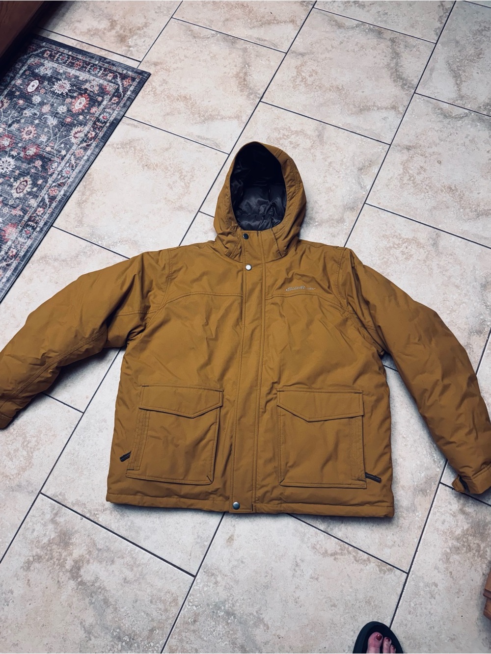 Eddie Bauer Hooded Puffer Jacket - Dark Tan